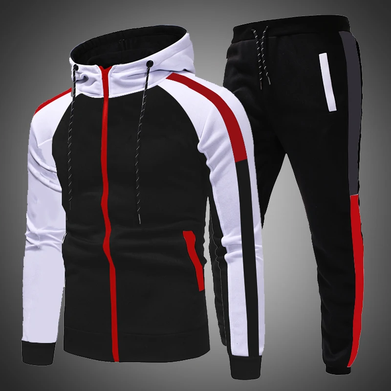 Mens Tracksuit Fitness Jogging Suit Basic Casual Streetwear Sport Outfit Gym Set Jacket & Pants