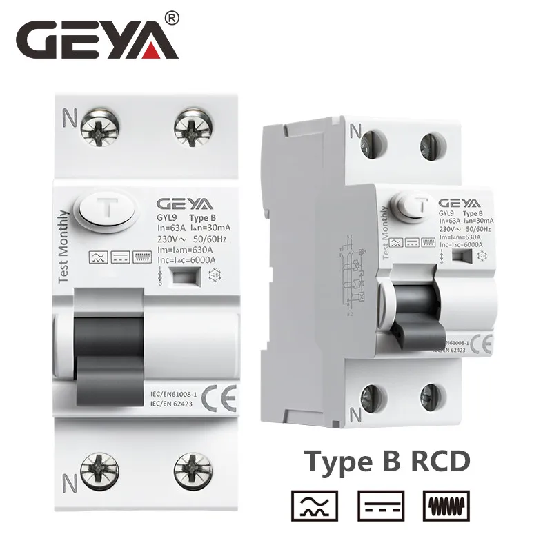 GEYA – disjoncteur à courant résiduel GYL8 AC Type RCD ELCB RCCB, Rail Din  25A 40A 63A avec certificat CE CB