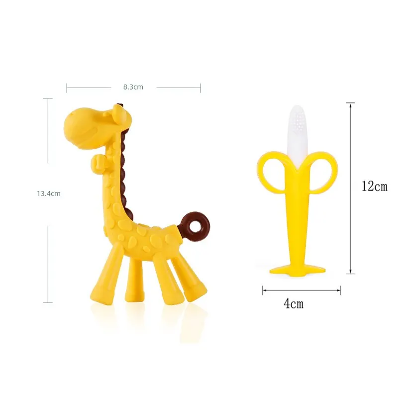 Baby Toothbrush Baby Teeth Cleaning Tool Baby Silicone Teething Training Toothbrush BPA Free Banana Shape Safe Toddle Teether Chew Toys Soothe Babies Gums