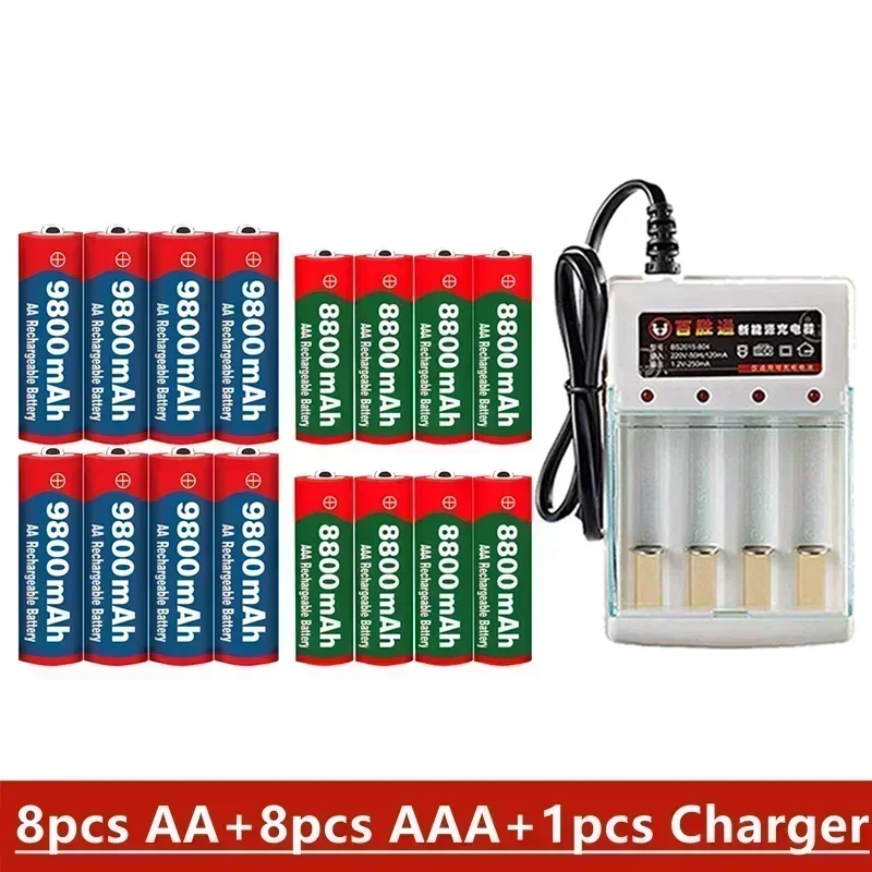 Rechargeable Battery 1.5V AA 9800Mah 1.5V AAA 8800Mah Alkaline with Charger for Computer Clock Radio Video Game Digital Camera - Image 4