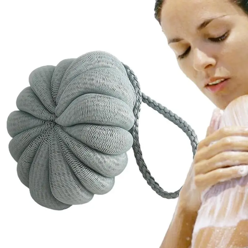 

Bath Ball Scrubber With Lanyard Pumpkin Design Body Cleaning Letter Mesh Shower Wash Sponge Back Scrubber For Bathroom Accessory