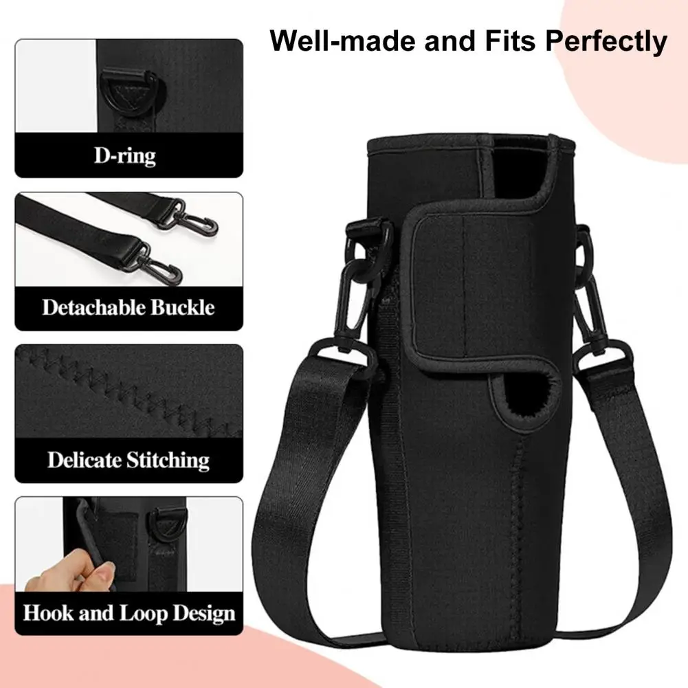 

Water Bottle Bag Portable Neoprene Water Bottle Holder Bag Adjustable Shoulder Strap Crossbody Pouch for Outdoor Camping Travel
