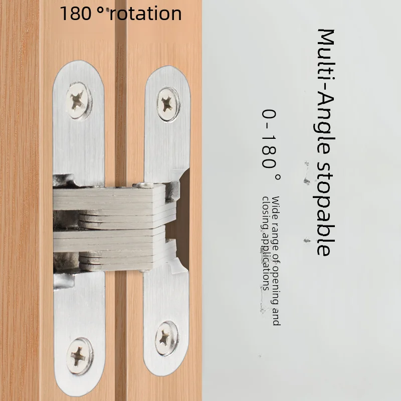 Thickened Stainless Steel Cross Dark Hinge Invisible Folding Door Hinge European Style Modern Simple Style Pull-to-close