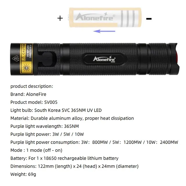 Torcia UV 365nm 10W Ricaricabile USB-C | Rilevatore Urina Animali E Soldi | Portatile Per Resina E Scorpioni - Foto 9