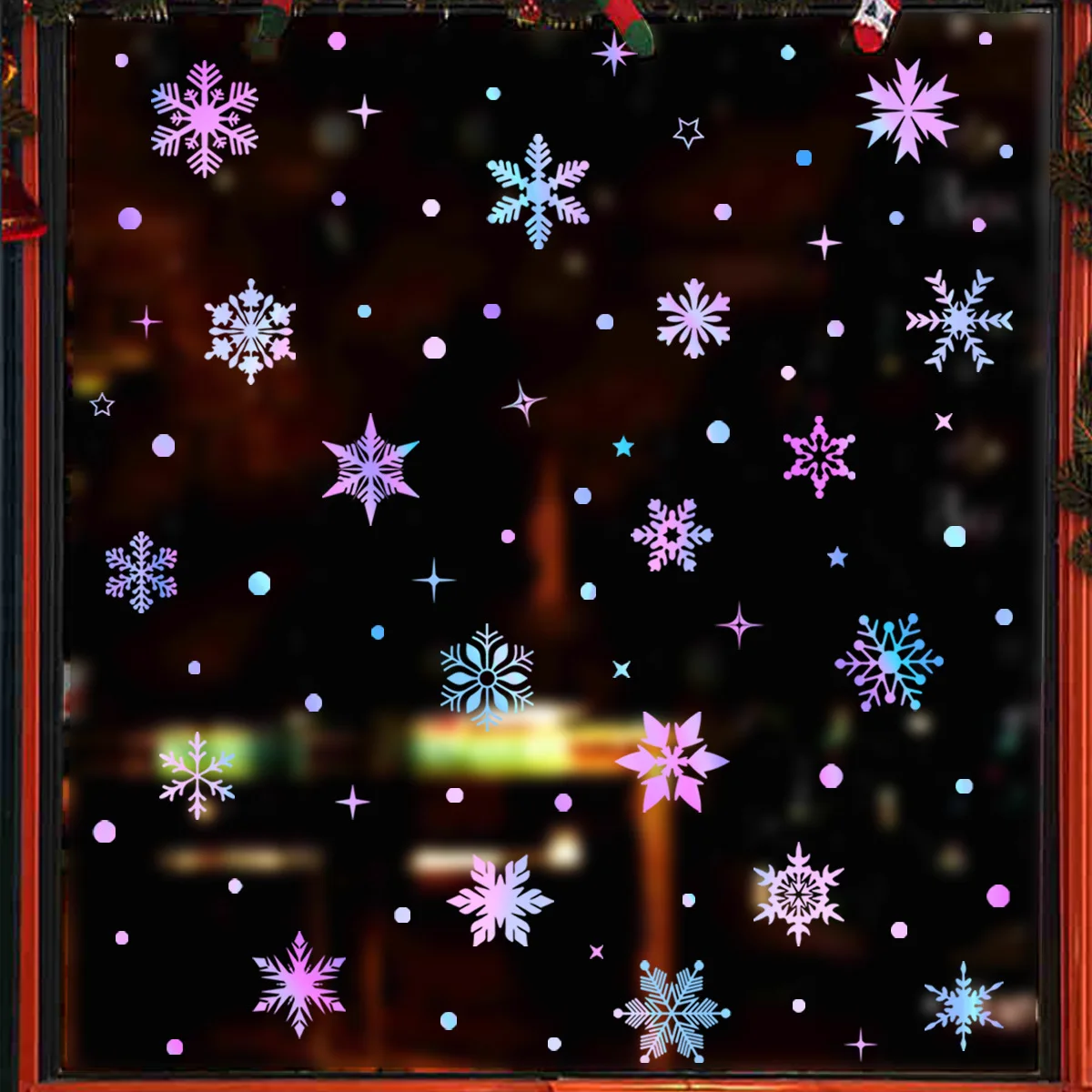 Description Picture 3 of itemChzimade 3Pcs Luminous Christma Snowflake Wall Sticker Colorful Glowing Wall Decal Stickers Diy Bedroom Living Room Home Decor