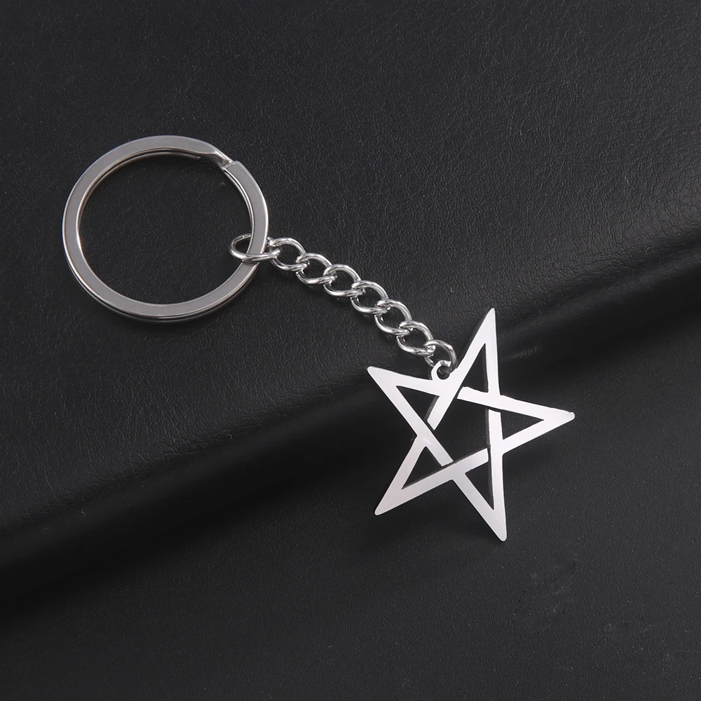 Dawapara Pentagramm-Schlüsselanhänger, Baum des Lebens, Halbmond, Pentagramm, Schutzanhänger, Hexerei, Edelstahl-Zubehör – Detail 18