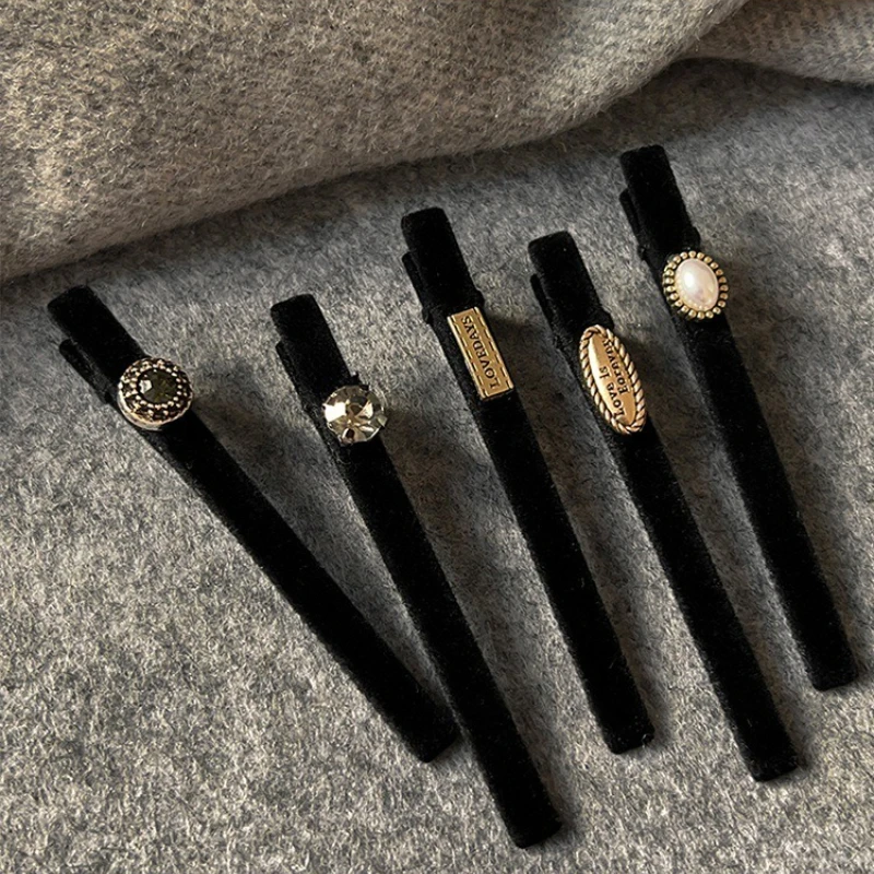 5pc Mode Vintage Schwarz Samt mit Perle Haarnadel Haar Seite Clips für Mädchen Frauen Damen Haar Zubehör