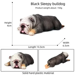Puppy Simulation Dog Figurine Collection - Corgi, American Bully, Golden Retriever, German Shepherd, Bulldog (Black sleepy bulldog)