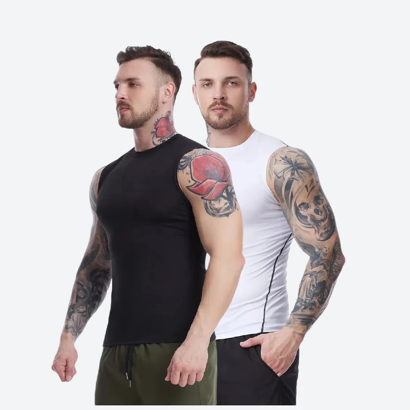 Sports Vest Men's Summer High Elastic Tight Sleeveless Fitness Clothing Sweaty Basketball Training Running Quick-drying Vest