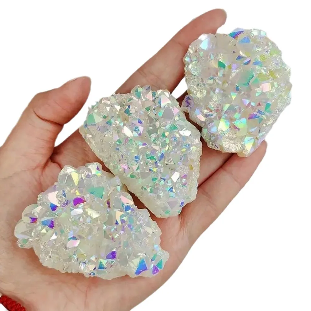 High Quality Random Aura White Agate Raw Stone Natural Crystal Raw Stone Gemstone Jewelry Glitter Healing crystal Birthday