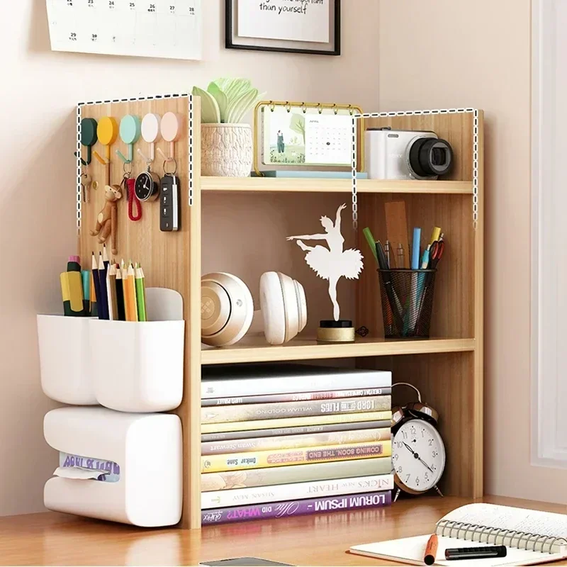 Newspaper Wooden Book Shelf Fashionable Corner Aesthetic Shelf Removable Office Accessories