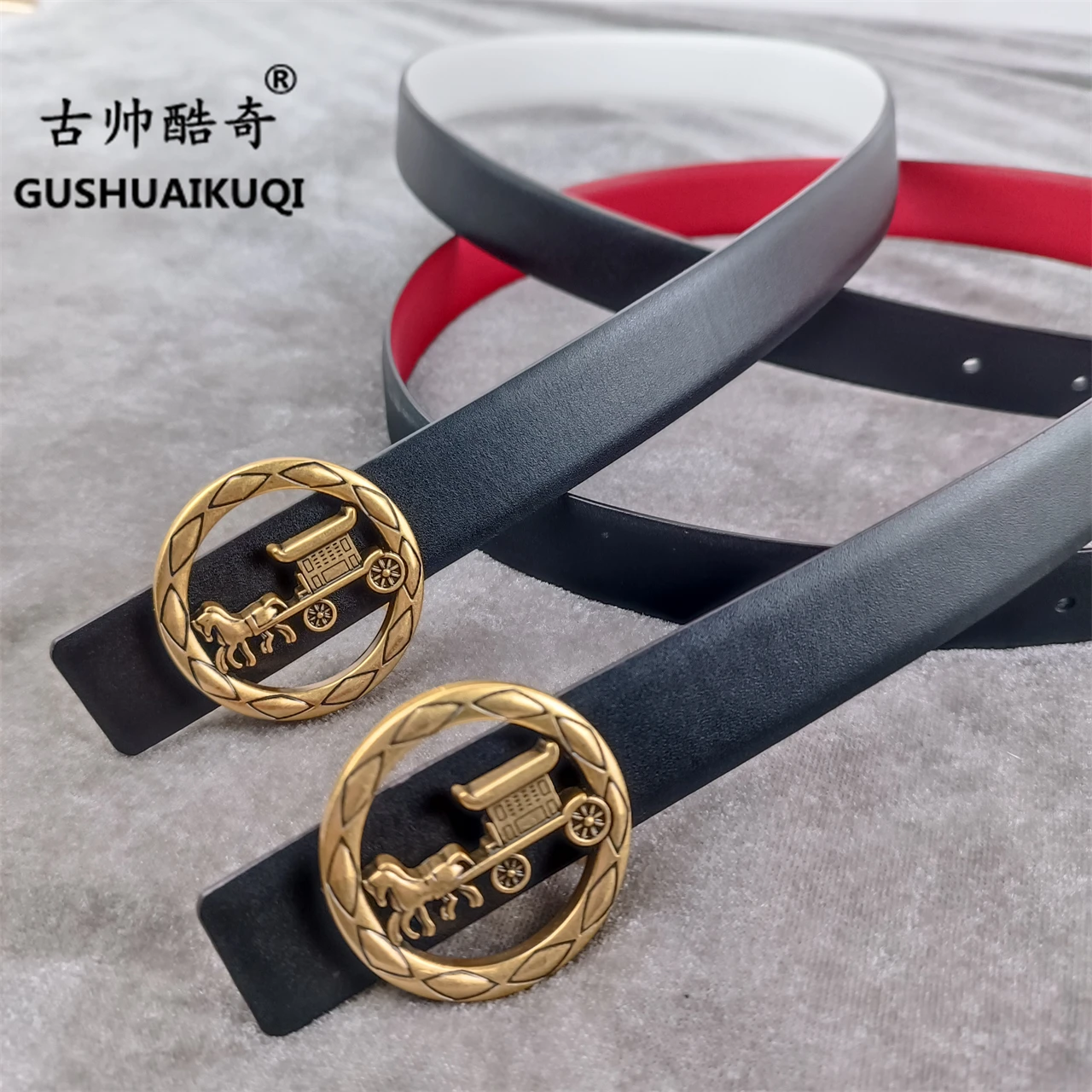 

Мужской и женский ремень шириной 2022 см, новый дизайн Gu Shuai для мужчин и женщин, Высококачественная воловья кожа, double-s