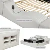 King Size Smart Bed,Multifunctional Leather Bed Frame Massage Recliner/Adjustable Headboard/Music Speaker/USB Port/Storage Space 3