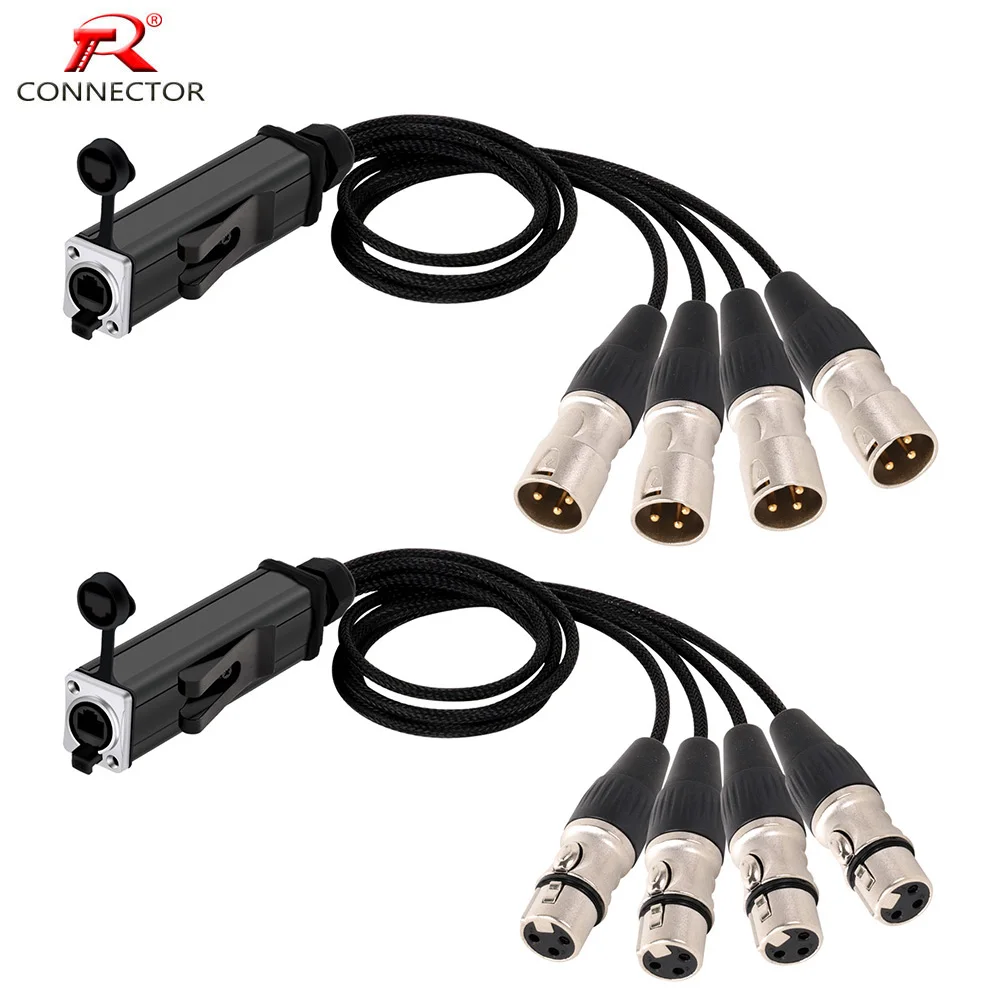 Fêmea para Fêmea Conector Cabo de Áudio Divisor para Extensão de Rede Palco Led Pinos Xlr Impermeável Rj45 Cat5 Canais