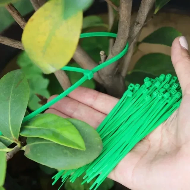 500/50PCS Plastic Self-locking Nylon Tie Green Cable Tie Heavy Duty Sealing Wrap Strap Multi-Purpose Garden Plant Fastening Ties 2