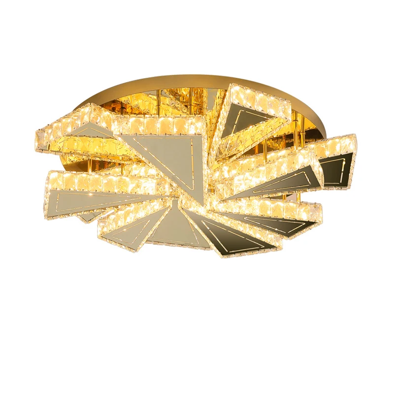

LED Postmodern Gold Chrome Stainless Steel Crystal Dimmable Lamparas De Techo Ceiling Lights.Ceiling Lamp For Foyer