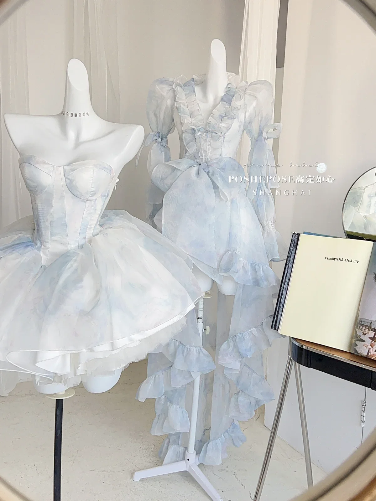 

Women Long Blue Tulle Off Shoulder A-Line Empire Prom Sparkly Sequins Evening Dresses Party Graduation Formal Ball Gown