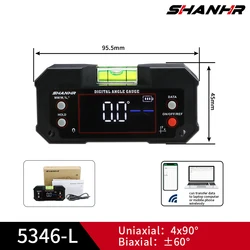 SHAHE Dual Axis Magnetic Digital Angle Finder with Level Bubble and Rechargeable Feature (With Wireless)