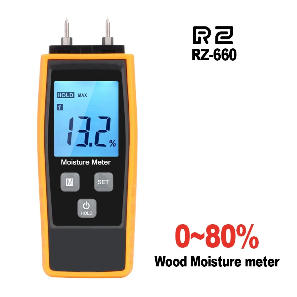 RZWoodMoistureMeterDigitalHygrometerWoodworkingHumidityTester