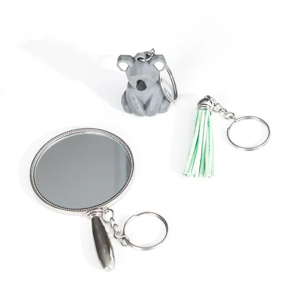 50/100pcs Stainless Steel Hole Flat Key Ring DIY Bag Pendant Buckles Making Polished Keychains Line Split Rings Jewelry Findings