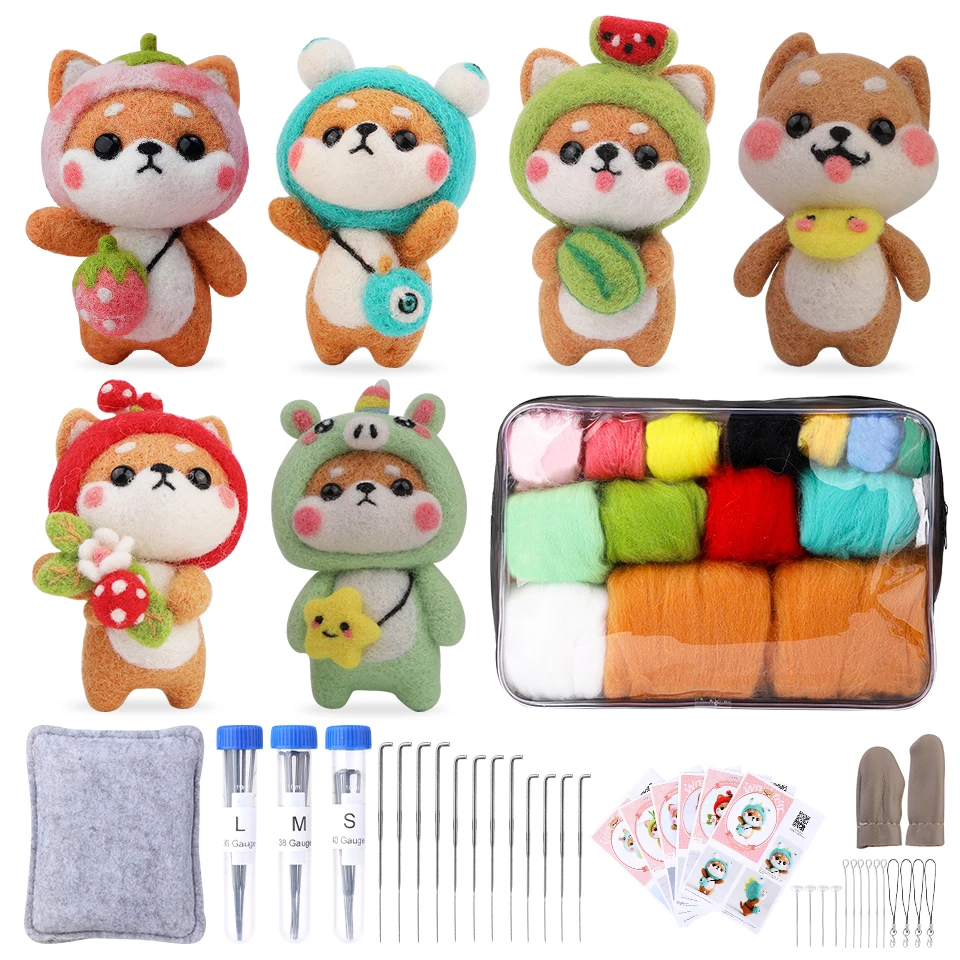 Description Picture 2 of itemKRABALL Wool Felt Doll Making Material Kit Plush Animal Felting Needles Set With Instruction Fiber DIY Handmade Craft Tool