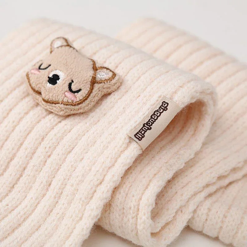 2Pcs/Set Baby Hat Scarf Cute Pompom Winter Woolen Knitted Warm Beanie Kids Boys Girls Cartoon Bear Crochet Cap Scarves 6