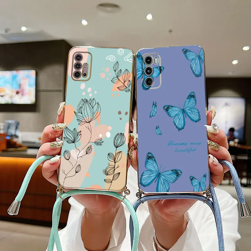 Botanical Design Diagonal Lanyard Phone Case Cover