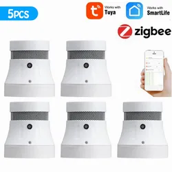 Zigbee Tuya Smart Smoke Detector Alarm Fire Protection 85db Smoke Sensor Home Security Smart Life App Push Remote Alarm