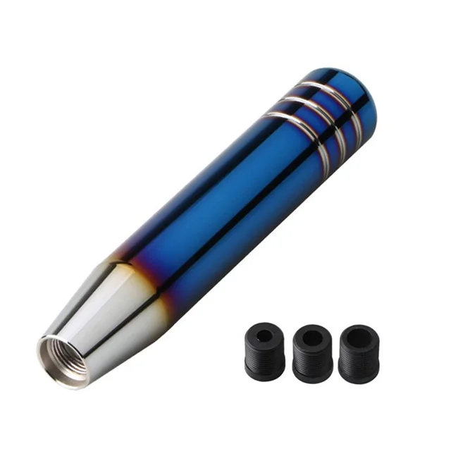 Auto Schaltknauf Schalthebel, Universal 13cm Aluminium Automobil Truck  Motorsport Manueller Stick Schaltknauf mit 3 Adaptern 8mm/10mm/12mm  (Regenbogen