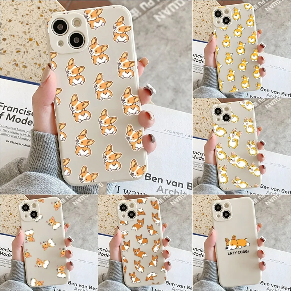 Cute Corgi Butt Animal Puppy Phone Case Per Iphone 11 13 14 Pro Max X Xr Xs Max Se2020 12Mini Custodia Bianca