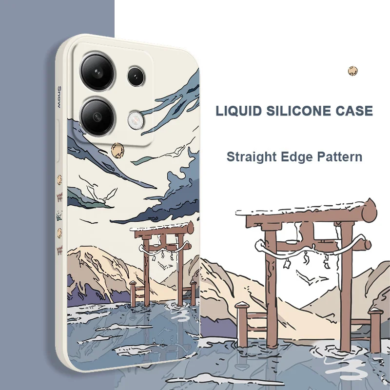 Liquid Silicone Cover with Snowy Gate Design - Premium Phone Case