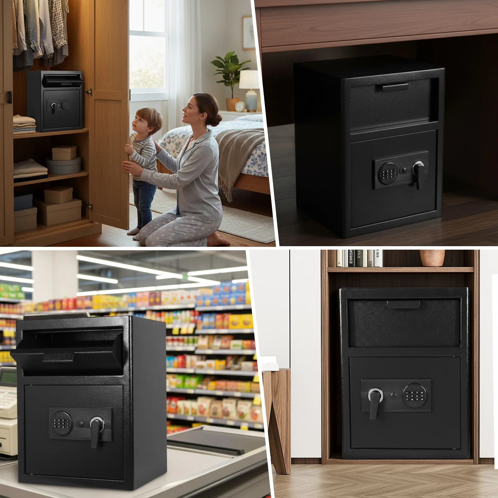 Safe Fireproof Slot Lock Box with Digital Combination Anti-Fishing Safe Box Security Money Safe for Cash Slips Expense Business