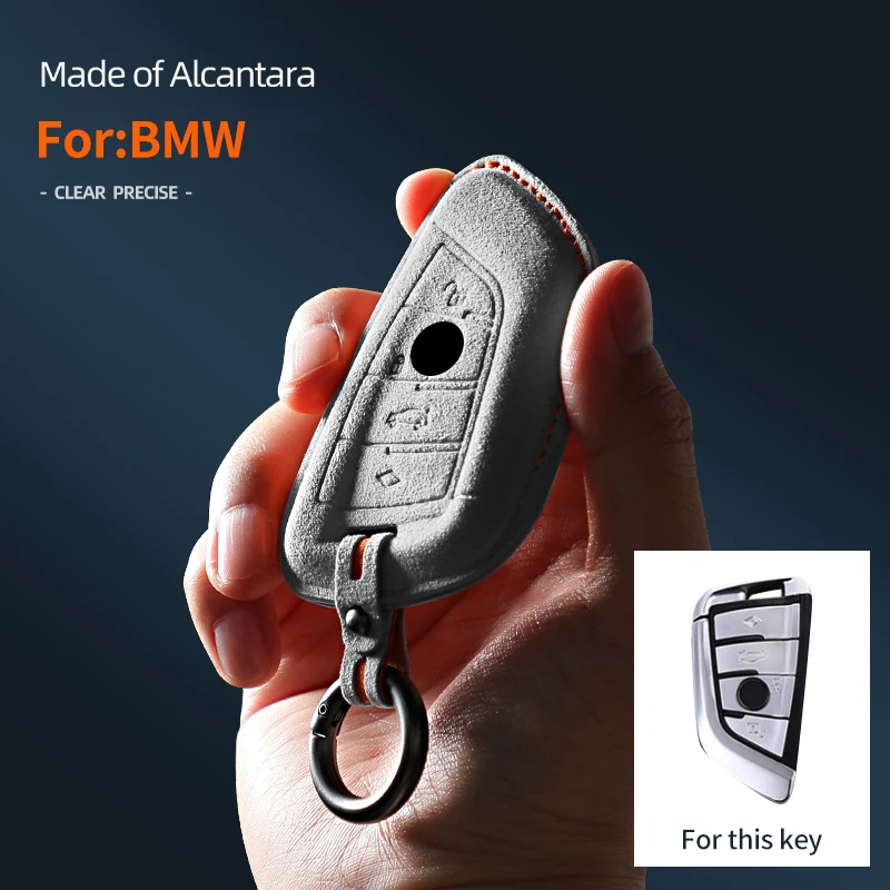 

Alcantara High-quality Car Key Case Cover For BMW X1 X2 X3 X4 1 2 3 5 8 Series F15 F16 F20 F22 Keychain Accessories