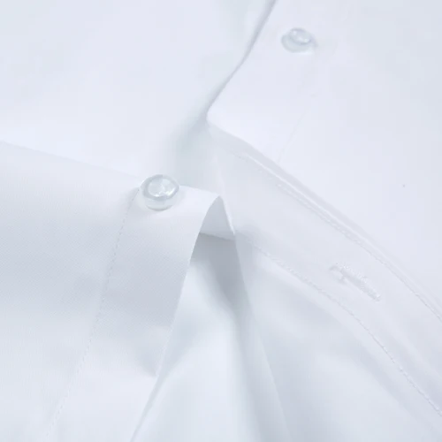 남성용 긴 소매 스탠다드 핏 솔리드 베이직 드레스 셔츠, 패치 싱글 포켓, 고품질 포멀 소셜 화이트 작업 사무실 셔츠 5