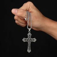 Fashion 316L Stainless Steel Creative Design Jesus Cross Pendant For Man Hip Hop Christian Jewelry Wholesale Lucky Gift 2