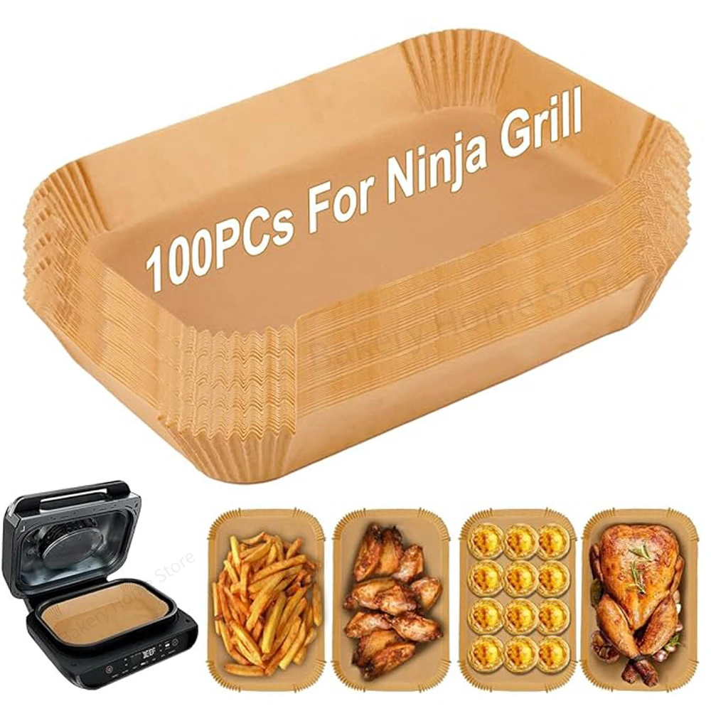 Air Fryer Disposable Liners Rectangle Air Fryer Parchment Paper Baking Tools For Ninja Foodi Smart XL 6-in-1 Indoor Grill 100Pcs Air Fryer Paper Disposable Air Fryer Liners Air Fryer Accessories Air Fryer Liners Parchment Baking Paper