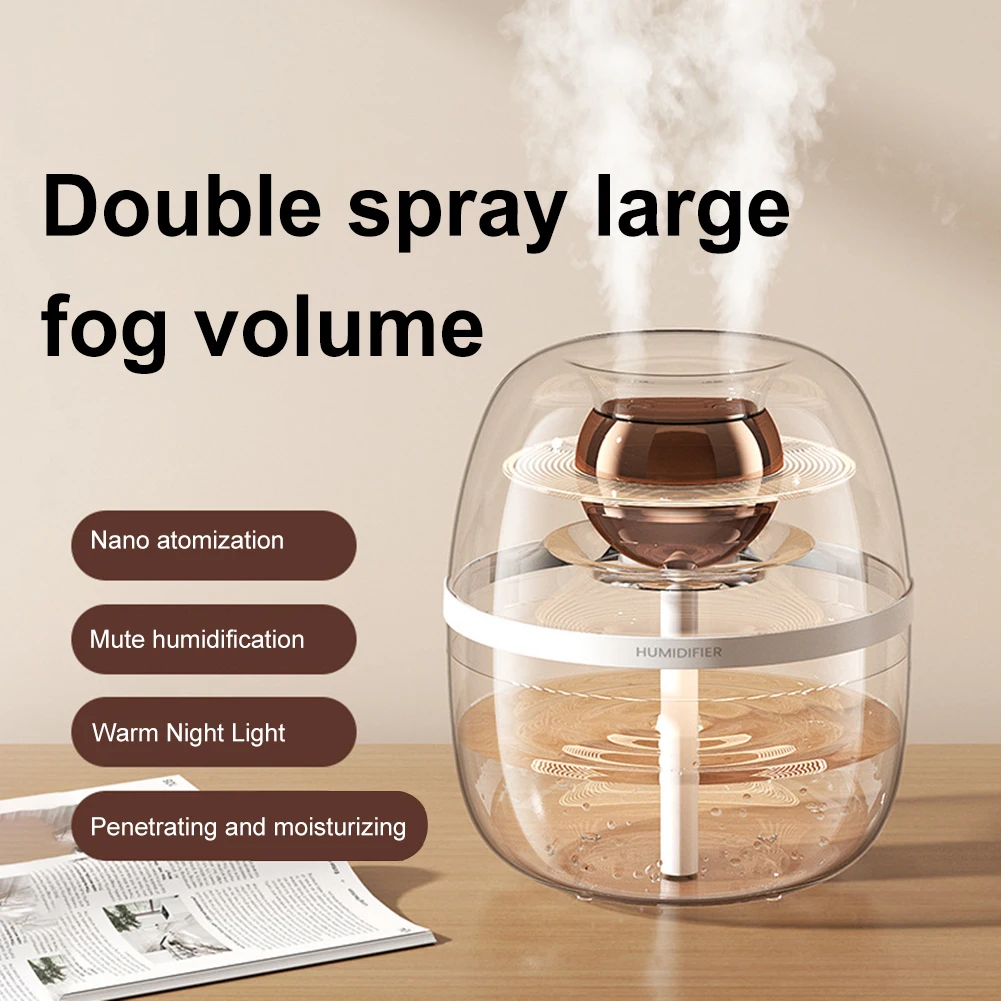 1.8L Air Humidifier with Night Light Double Spray Humidifier Quiet for Home Office