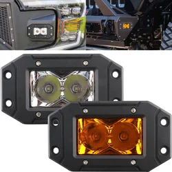 LED Flush Pods Work Light Off-road Flush Mount Led Fog Lights For Car Motorcycle ATV UTV SUV Tractor 4x4 Truck Yellow Spot Beam