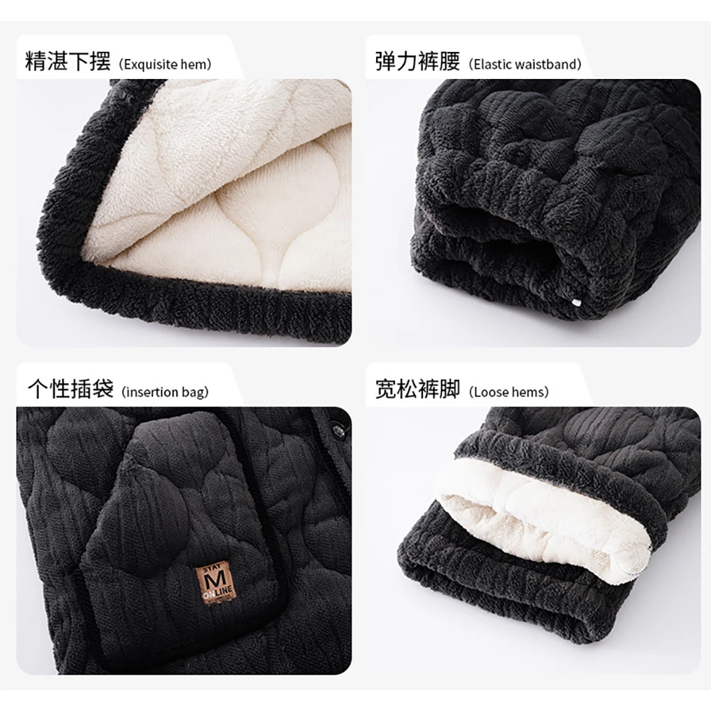 French Style 3-Layer Super Thicken Flannel Winter Sleepwear for Sleeping Warm Plush Men Pajama 3XL Loose Solid Plaid Pajamas Set