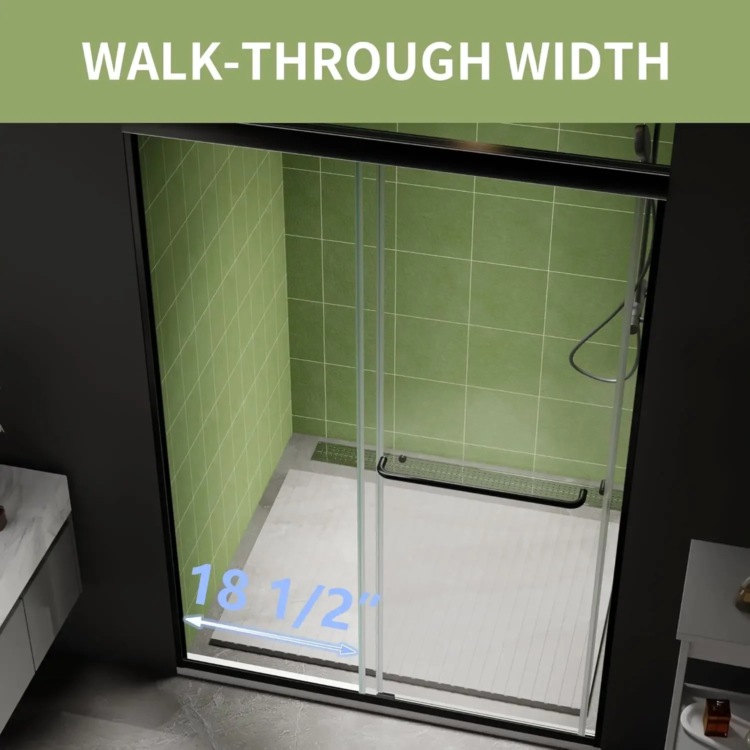 44-48 in.W x70 in.H Semi-Frameless Sliding Shower Door,Sliding Shower Door with 1/4" (6mm) Clear SGCC Tempered Glass 3