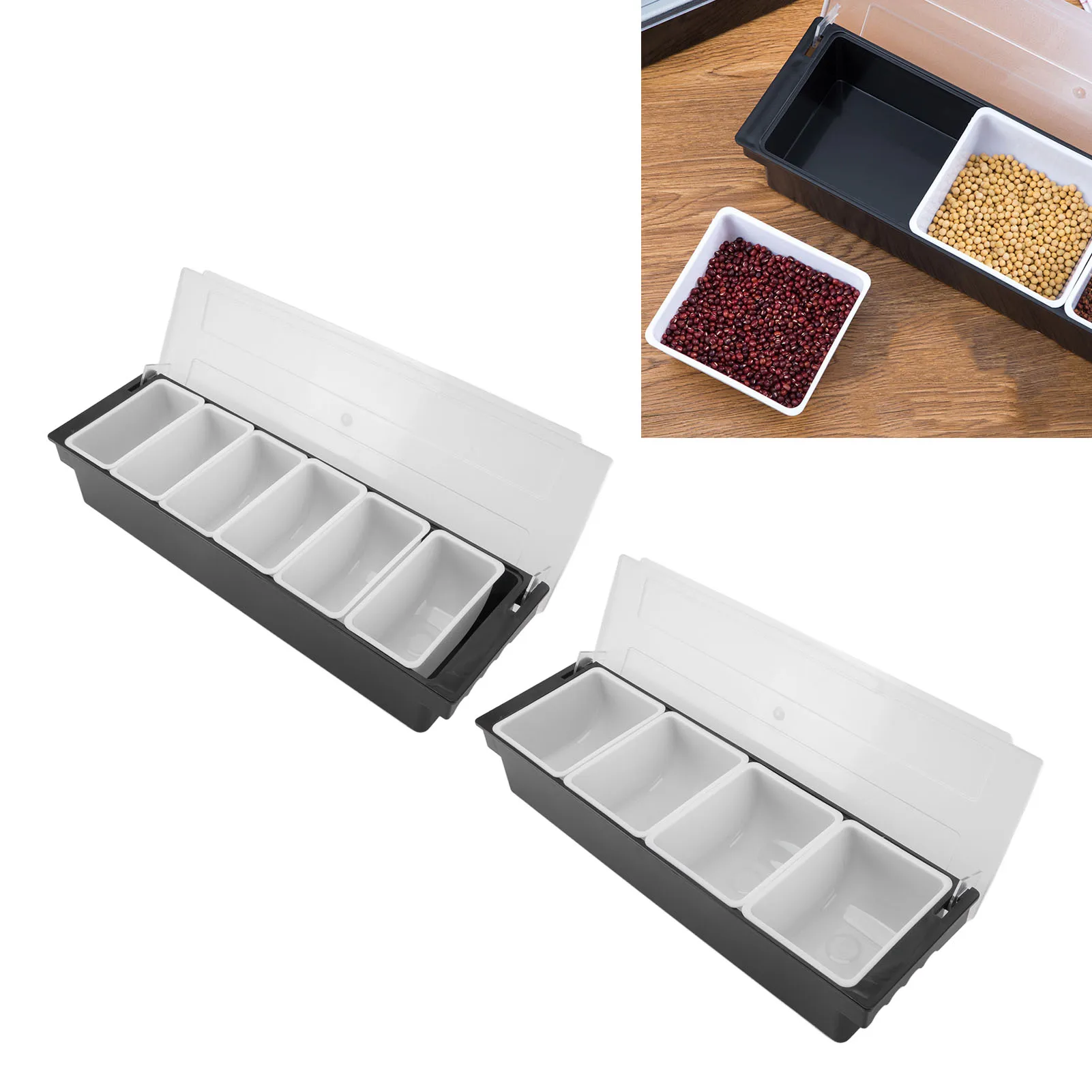 Condiment Caddy Durable Plastic Transparent Lid Detachable Design Multifunction Bar Fruit Caddy for Vege Fruit Seasoning