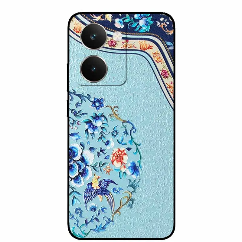 Vintage 3D Embossed Silicone Back Cover – Black Retro Design