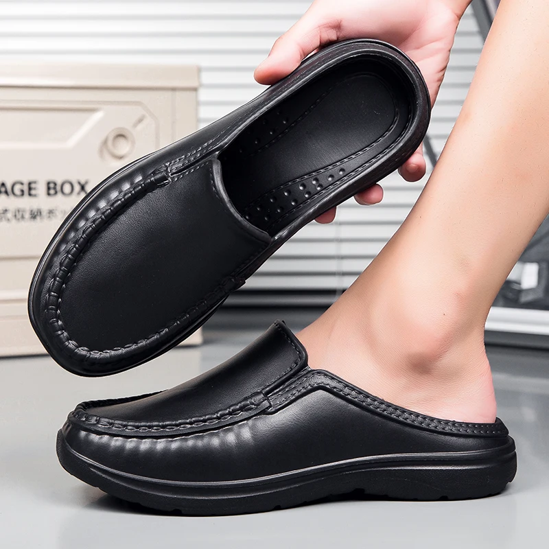 Chef Shoes Four Seasons plus Size Men's Anti slip and Oil Resistant Chef Work Shoes Fashion Casual Business driving Leather Shoe