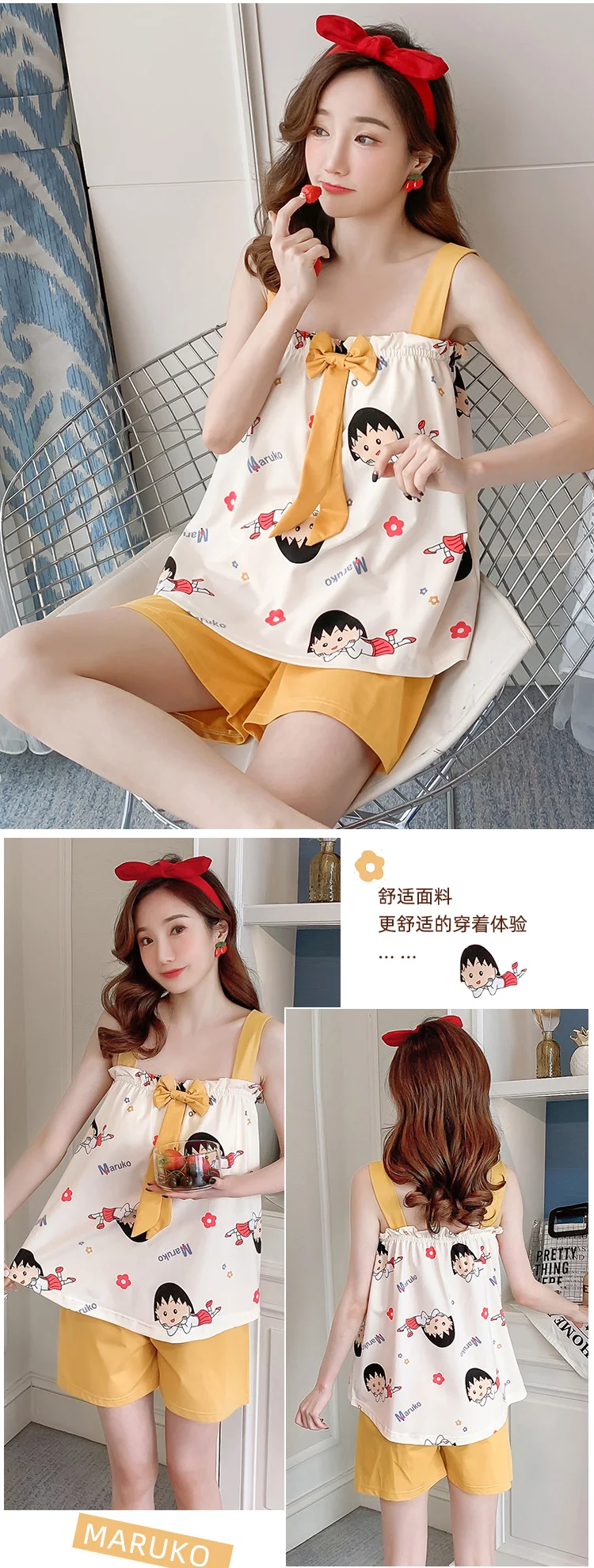 best pajamas for women 2022 Summer Sexy Lingerie Spaghetti Strap Shorts Pajama Sets for Women Cute Cartoon Sleepwear Homewear Pijama Mujer Home Clothes best pajamas