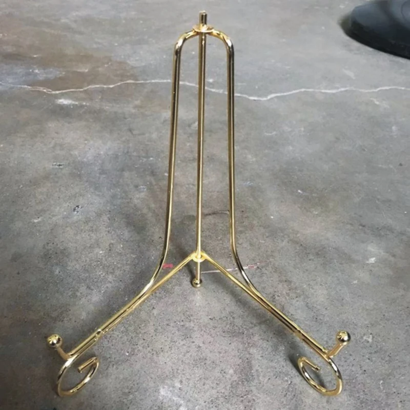 Gold Display Stand Craft Bracket Book Holder Photo Pedestal Bowl Dish Frame Picture Plate Rack Easel Storage Decor 2