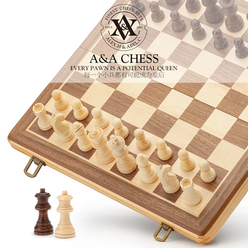 Jusenda 15 x 15 jogo de xadrez madeira faia luxo grande gamão conjunto  com placa de carrom alta qualidade profissional tabuleiro jogo damas -  AliExpress