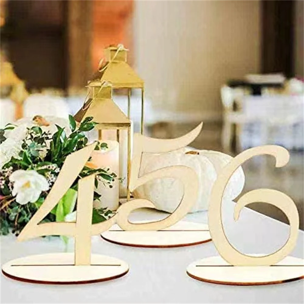 Wooden Wedding Supplies 10pcs 1-10/11-20/1-20 Table Numbers Set with Base Birthday Wedding Party Decor Gifts