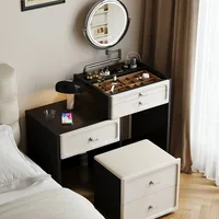 Table de toilette moderne pour femmes avec miroir de maquillage, accessoires, tiroirs de rangement, meubles de chambre à coucher 5