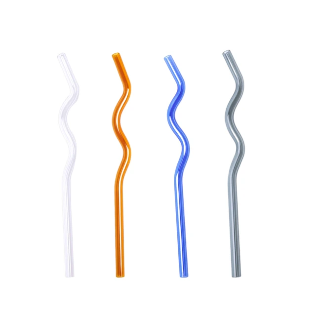 Wavy Reusable Glass Straws