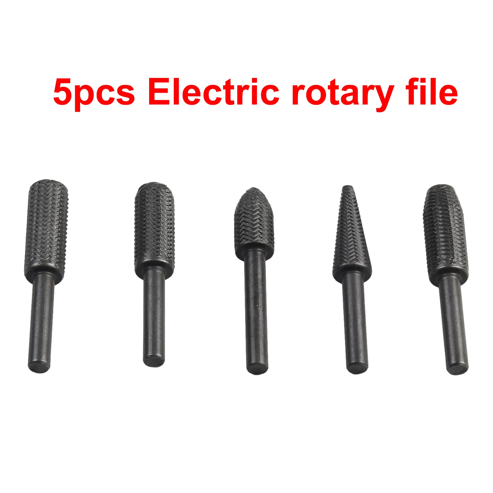 5Pcs Rotary Rasp File Set Steel File 6mm Shank Carving Bit Double Cutter Rotary File Super Hard For Metal Wood Grinding